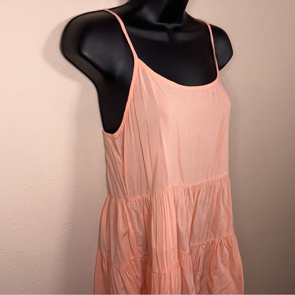 XS BKERed Peach Orange Ruffle Style Tank Flowy Sleeveless Top Scoop Neckline - Picture 3 of 14
